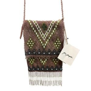 NWT Free People Bella Beaded Fringe Bag Pixie Dust Festival Boho Crossbody